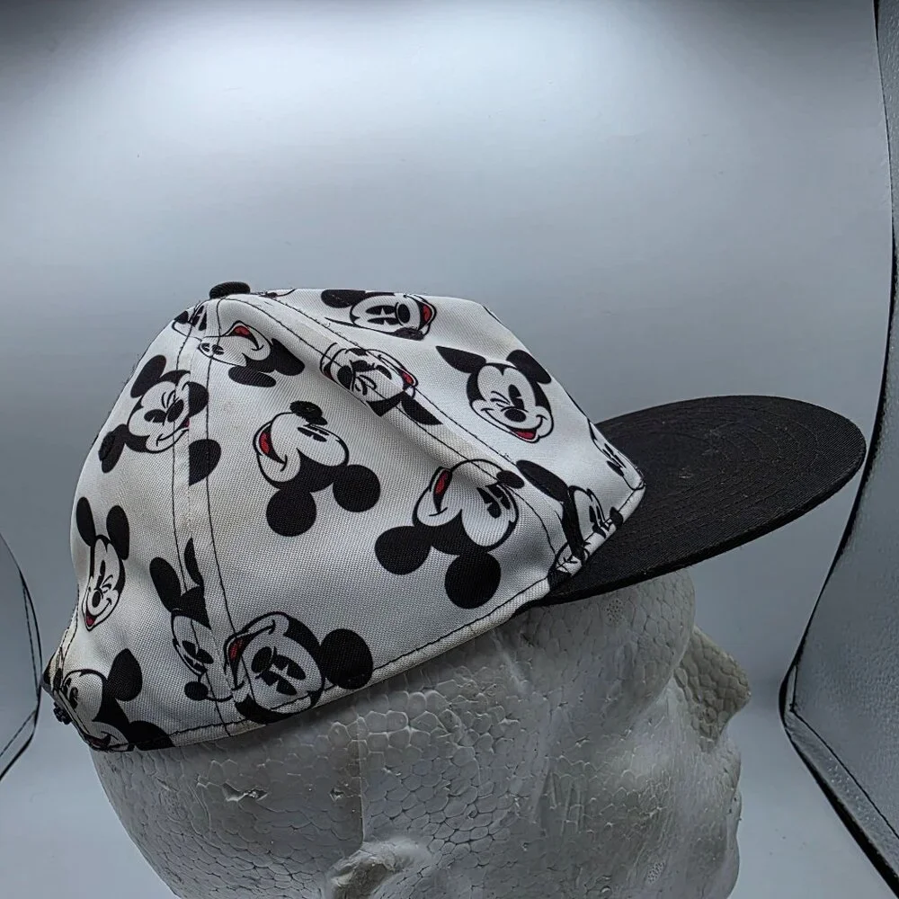 H&M x Disney Kids Adjustable Mickey Mouse Print Snapback Hat Black White Youth